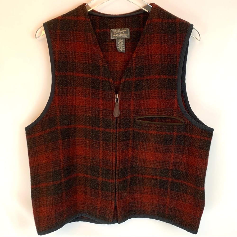 Banana Republic Classic Plaid Wool Vest